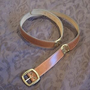 Calderon Handmade Leather Belt Women Vintage, Gold Tone Hinges And Buckle. Sz L